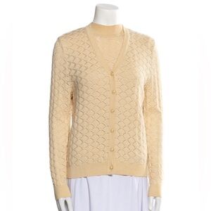St. John Collection Cream/Yellow 2 Piece Shell Knit Sweater - Size M